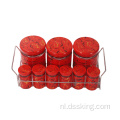 Kruidpotten en rek Set 9-delige set Spices Zout Peper Zoutpot Plastic Deksel Rood afdrukken Ronde Glas Zout en peperpotten